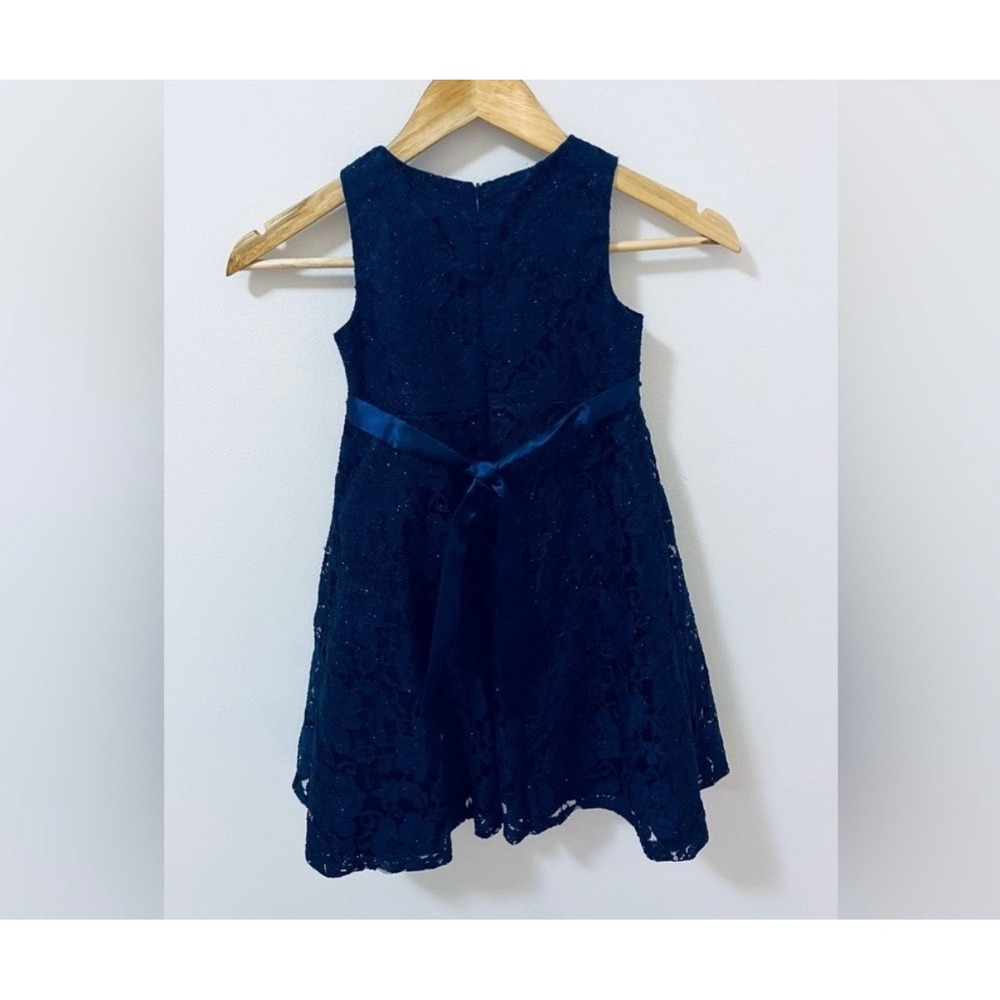 American Princess Girls Size 5 Navy Blue Lace Special Occasion Dress - Picture 9 of 11